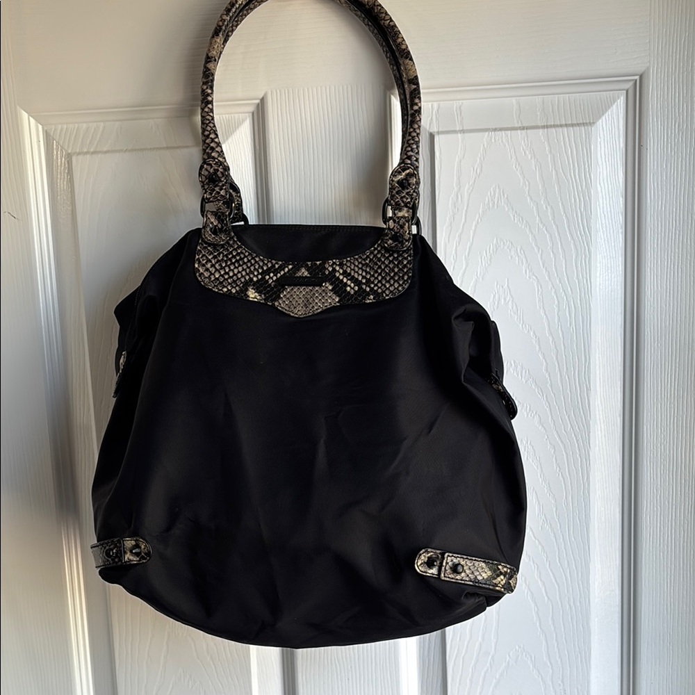 Rebecca Minkoff Black Shoulder Bag with Snakeskin Accents